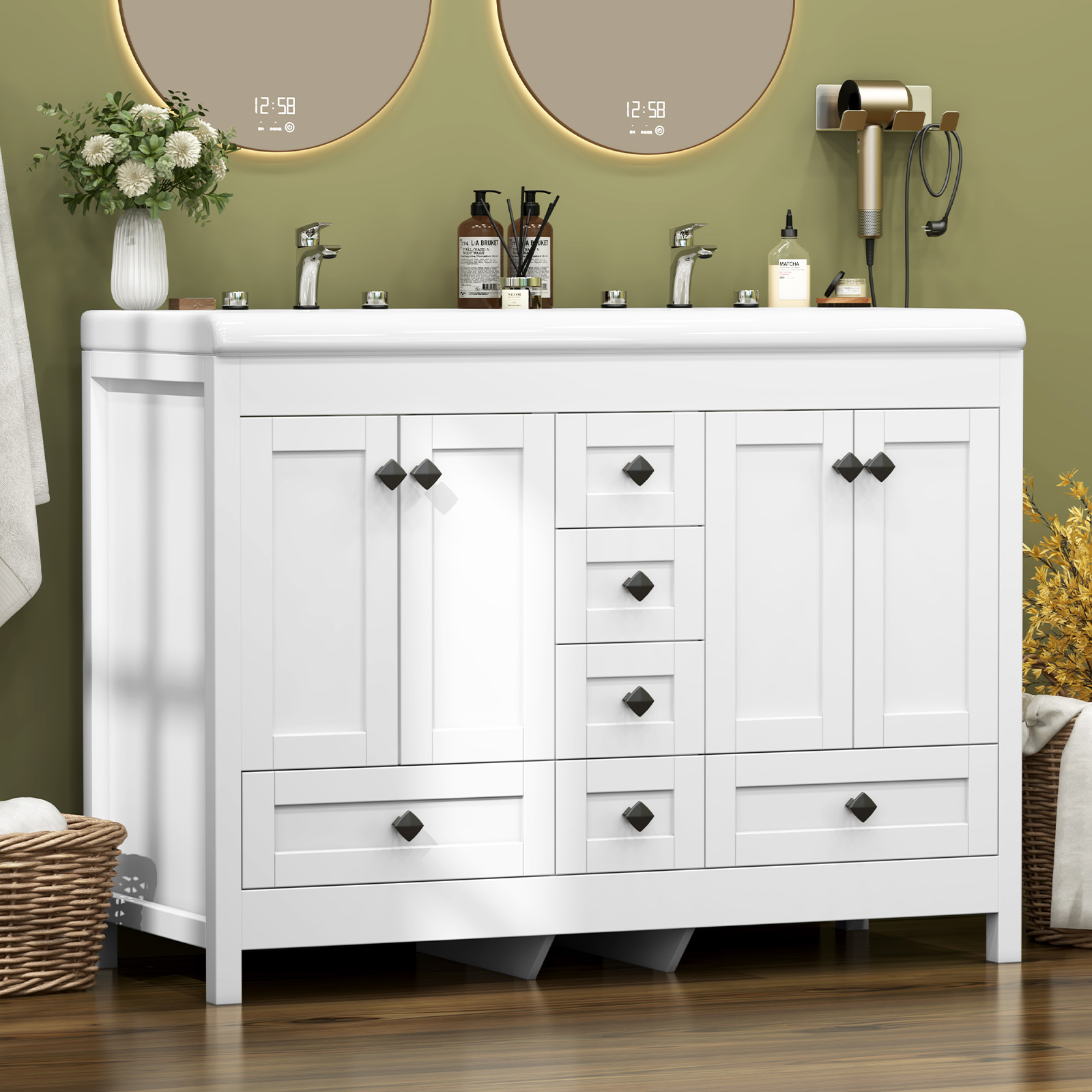 47.3 Inch White Bathroom Vanit - Home Bathroom Vanity Combo recension och pris