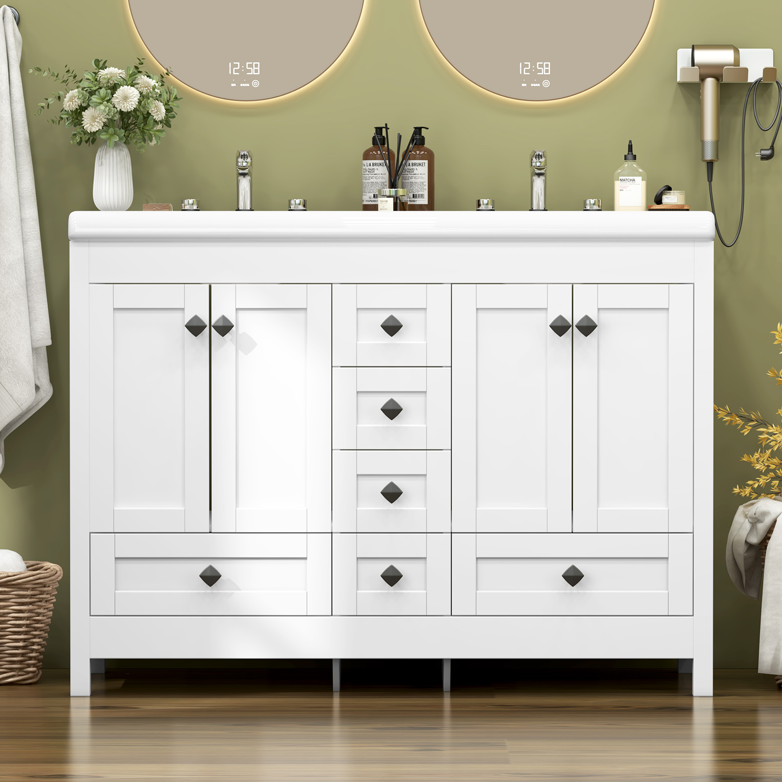 47.3 Inch White Bathroom Vanit - Home Bathroom Vanity Combo recension och pris