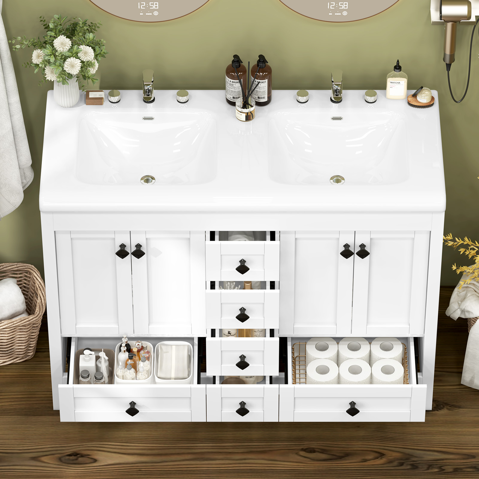 47.3 Inch White Bathroom Vanit - Home Bathroom Vanity Combo recension och pris